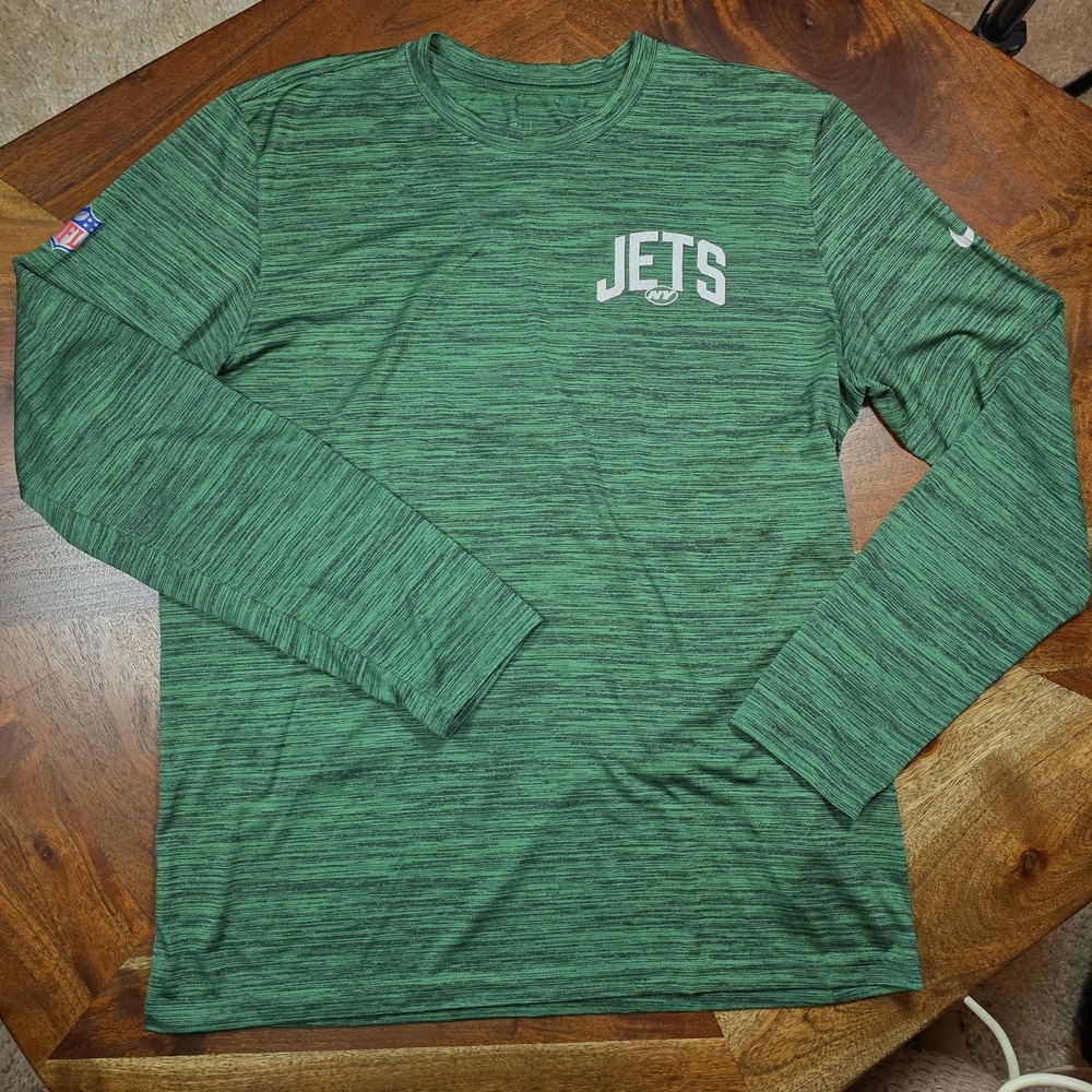 New York Jets Shirt Mens Large Green NFL Football Nike Dri Fit Long Sleeve Tee